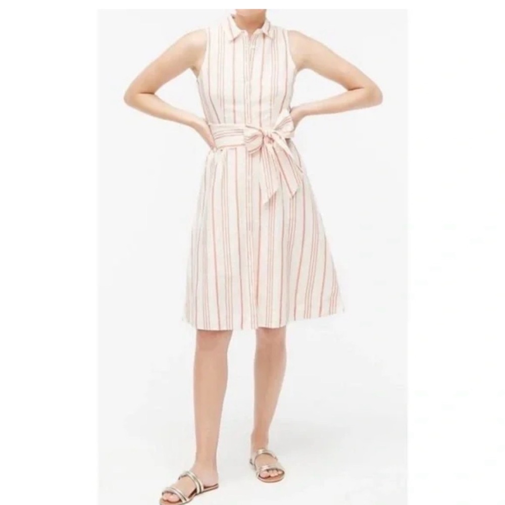 J. Crew Pink and White Striped Midi Dress
